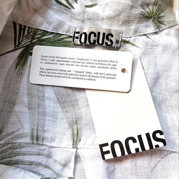 🆕️ FOCUS 100% Linen Tropical Long Sleeve Unisex Button Down Shirt - Picture 6 of 8